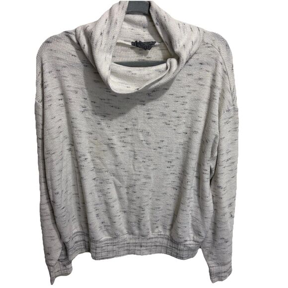 Anthropologie Mock Neck Sweater Womens Size Medium Heathered Ivory Soft Cozy - Picture 1 of 7